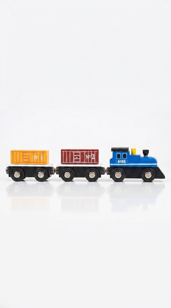 nexat Wooden Magnetic Train Set for Toddlers 3+ | Engine with 2